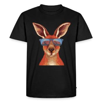 Cool kangaroo with sunglasses - Men's Premium Organic T-Shirt - black - Front - Nico (187cm)