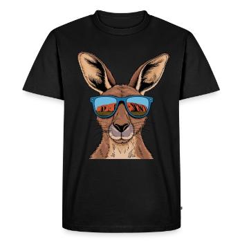 Cool kangaroo with sunglasses in front of australian - Men's Premium Organic T-Shirt - black - Front - Nico (187cm)