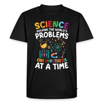 Natural sciences help solve world problems - Men's Premium Organic T-Shirt - black - Front - Nico (187cm)