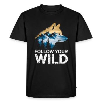 Suivez votre sauvage avec le motif du loup et de la nature - T-shirt Premium bio Homme - noir - Devant - Nico (187cm)