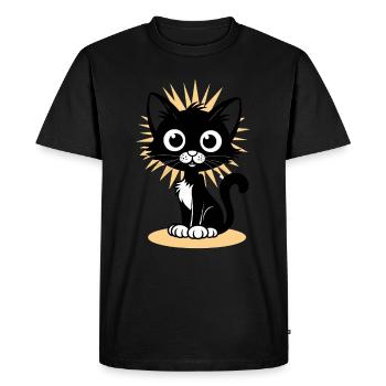 Charmant chat noir avec rayonnant - T-shirt Premium bio Homme - noir - Devant - Nico (187cm)