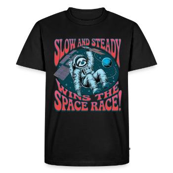 Lentement et sûrement, la course à l’espace gagne - T-shirt Premium bio Homme - noir - Devant - Nico (187cm)