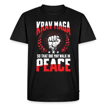 Krav Maga : Pour Que L’on Puisse Marcher En Paix - T-shirt Premium bio Homme - noir - Devant - Nico (187cm)