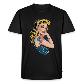 Pin-up Americana vintage avec motif drapeau et - T-shirt Premium bio Homme - noir - Devant - Nico (187cm)