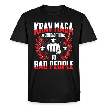 Krav Maga : Nous faisons de mauvaises choses aux mauvaises personnes - T-shirt Premium bio Homme - noir - Devant - Nico (187cm)