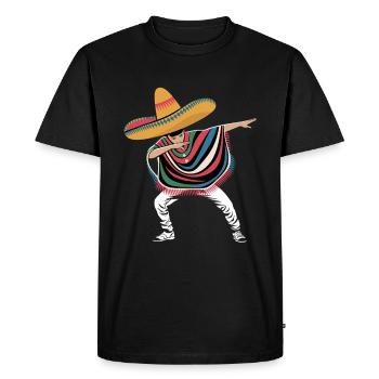 Funny Sombrero Dance Dab Poncho Mexico Style - Men's Premium Organic T-Shirt - black - Front - Nico (187cm)