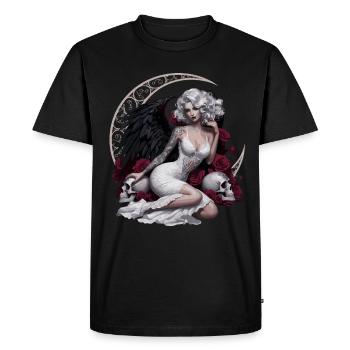 Dark Angel with Roses and Skull - Men's Premium Organic T-Shirt - black - Front - Nico (187cm)
