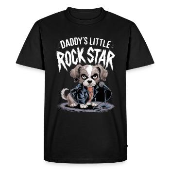 Chien Rocktar Little Rock Star de papa - T-shirt Premium bio Homme - noir - Devant - Nico (187cm)