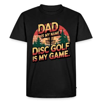 Papa est mon nom Le disc golf est mon jeu Design rétro - T-shirt Premium bio Homme - noir - Devant - Nico (187cm)