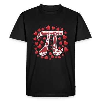 Symbole Pi entouré de cœurs pour - T-shirt Premium bio Homme - noir - Devant - Nico (187cm)