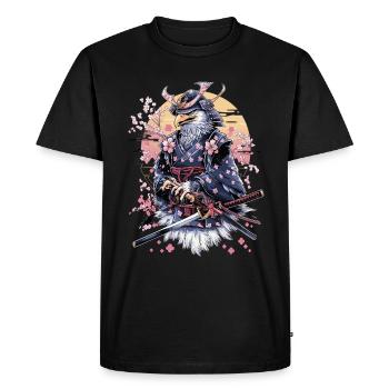 Majestic Samurai Eagle with Cherry Blossoms and - Men's Premium Organic T-Shirt - black - Front - Nico (187cm)