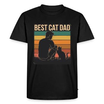Meilleure silhouette rétro de papa chat avec chat - T-shirt Premium bio Homme - noir - Devant - Nico (187cm)