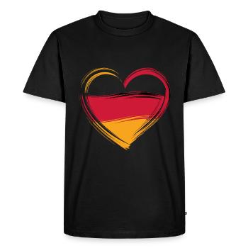 Heart In Germany Colors – Patriotic Symbol - Men's Premium Organic T-Shirt - black - Front - Nico (187cm)