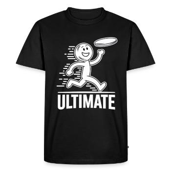 Funny Ultimate Frisbee Cartoon - Men's Premium Organic T-Shirt - black - Front - Nico (187cm)