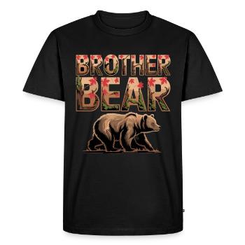 Frère Ours Nature Sauvage Style Aventure Nature - T-shirt Premium bio Homme - noir - Devant - Nico (187cm)