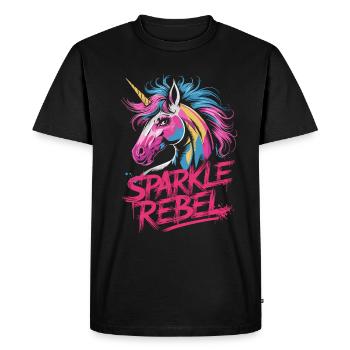Sparkle Rebel Licorne Oeuvre Colorée - T-shirt Premium bio Homme - noir - Devant - Nico (187cm)