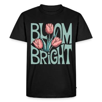Bloom Bright Tulips Illustration Spring - Men's Premium Organic T-Shirt - black - Front - Nico (187cm)