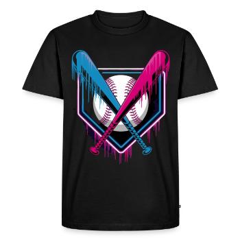 Baseball Passion Neon Style - Men's Premium Organic T-Shirt - black - Front - Nico (187cm)