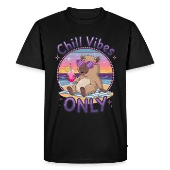 Chill Vibes Only Escapade estivale à la plage - T-shirt Premium bio Homme - noir - Devant - Nico (187cm)