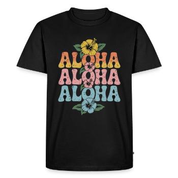Aloha Tropical Flowers Retro Design - Men's Premium Organic T-Shirt - black - Front - Nico (187cm)