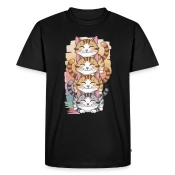 Mignon chats pile dessin animé illustration - T-shirt Premium bio Homme - noir - Devant - Nico (187cm)
