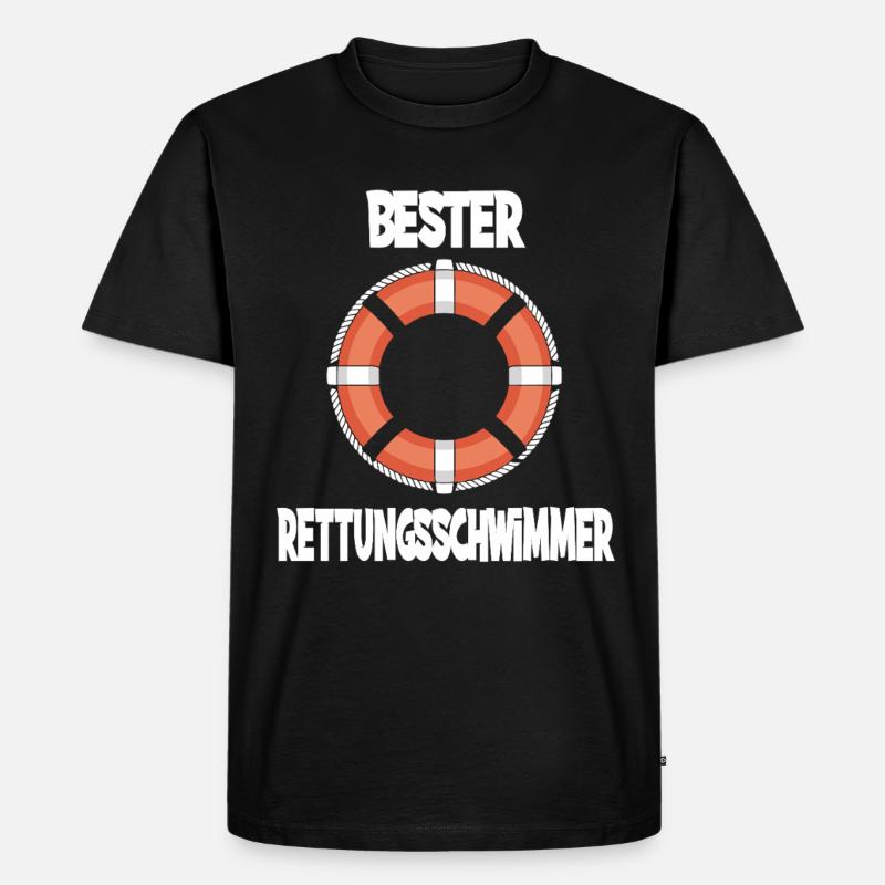 Bester Rettungsschwimmer Leben Rettungsring - Männer Premium Bio T-Shirt - Schwarz