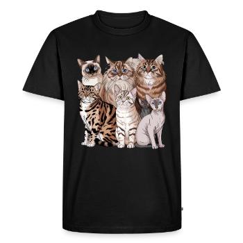 Illustration de différentes races de chats - T-shirt Premium bio Homme - noir - Devant - Nico (187cm)