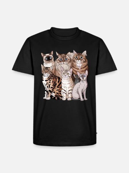 Different cat breeds illustration - Men's Premium Organic T-Shirt - black