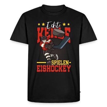 Real guys play ice hockey - Men's Premium Organic T-Shirt - black - Front - Nico (187cm)