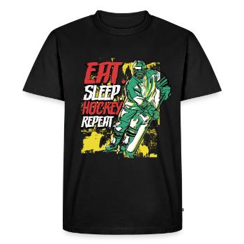 Manger sleep hockey Répéter le hockey sur glace - T-shirt Premium bio Homme - noir - Devant - Nico (187cm)