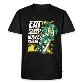 Manger sleep hockey Répéter le hockey sur glace - T-shirt Premium bio Homme - noir - Devant - Nico (187cm)