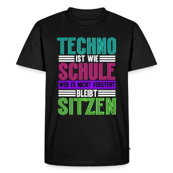 Techno Ist Wie Schule Techno - Männer Premium Bio T-Shirt - Schwarz - Vorne - Nico (187cm)