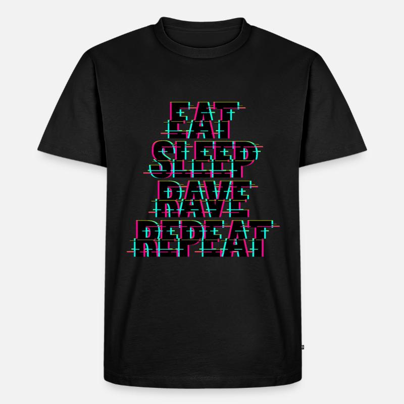 Eat Sleep Rave Repeat Techno - Männer Premium Bio T-Shirt - Schwarz