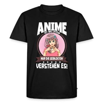 Anime Saying Weeb Otaku Anime is like Latin - Men's Premium Organic T-Shirt - black - Front - Nico (187cm)