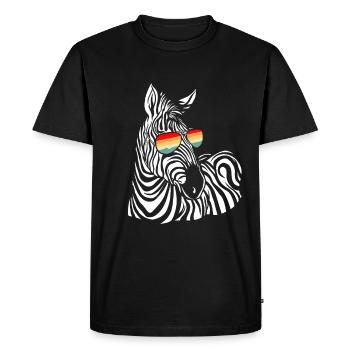 Zebra Gift Noir et Blanc Safari Savannah Steppe - T-shirt Premium bio Homme - noir - Devant - Nico (187cm)