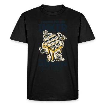 Méfiez-vous de l’apiculteur Les abeilles sont inoffensives - T-shirt Premium bio Homme - noir - Devant - Nico (187cm)