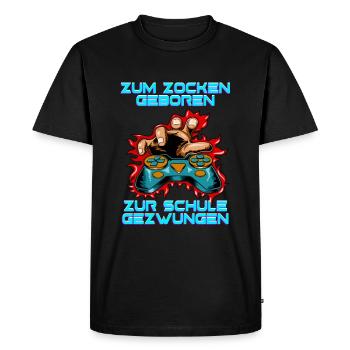 Jeux de hasard Né à l’école - T-shirt Premium bio Homme - noir - Devant - Nico (187cm)