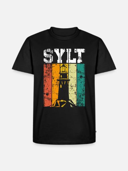 Sylt Leuchtturm - Männer Premium Bio T-Shirt - Schwarz