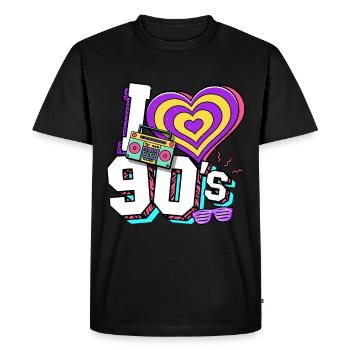 Années 90 J’aime années 90 - T-shirt Premium bio Homme - noir - Devant - Nico (187cm)