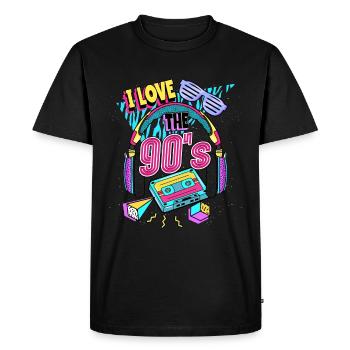 Les années 90 J’aime les années 90 - T-shirt Premium bio Homme - noir - Devant - Nico (187cm)