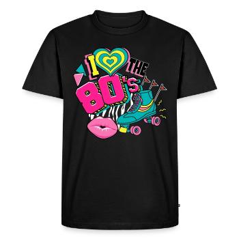 Années 80 J’aime Les années 80 - T-shirt Premium bio Homme - noir - Devant - Nico (187cm)