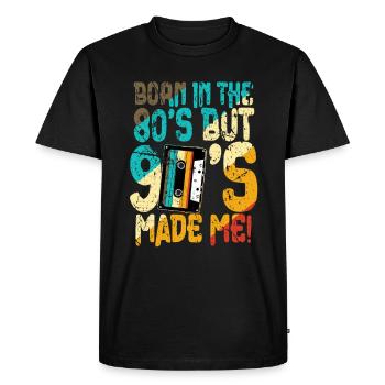 Les années 80 nées dans les années 80 - T-shirt Premium bio Homme - noir - Devant - Nico (187cm)