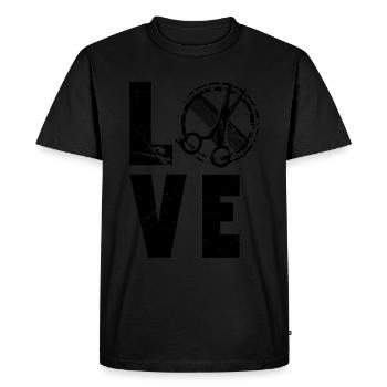 Coiffeur d’amour - T-shirt Premium bio Homme - noir - Devant - Nico (187cm)