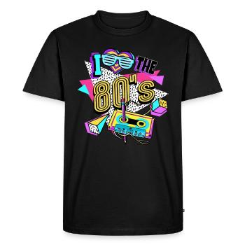 Années 80 J’aime Les années 80 - T-shirt Premium bio Homme - noir - Devant - Nico (187cm)