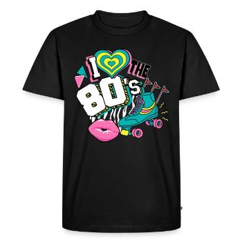 Années 80 J’aime Les années 80 - T-shirt Premium bio Homme - noir - Devant - Nico (187cm)