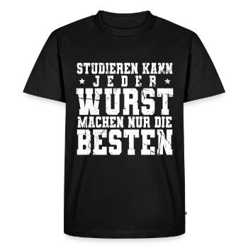 Fleischer Metzger - Männer Premium Bio T-Shirt - Schwarz - Vorne - Nico (187cm)