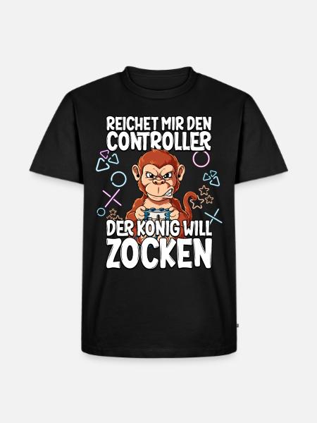 Videospiel Gaming Affe Zocken - Männer Premium Bio T-Shirt - Schwarz