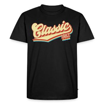 1982 Birthday - Men's Premium Organic T-Shirt - black - Front - Nico (187cm)