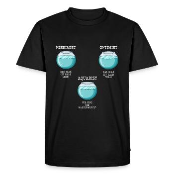 Pessimist Optimist Aquarist Aquarianer - Men's Premium Organic T-Shirt - black - Front - Nico (187cm)