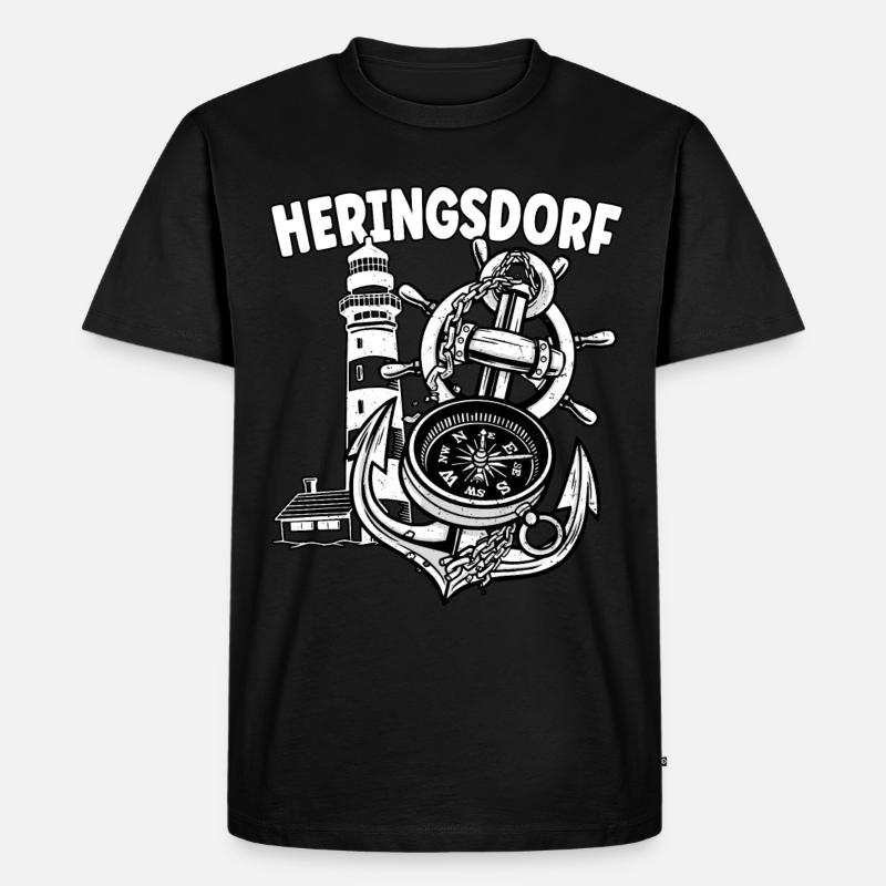 Heringsdorf - Männer Premium Bio T-Shirt - Schwarz